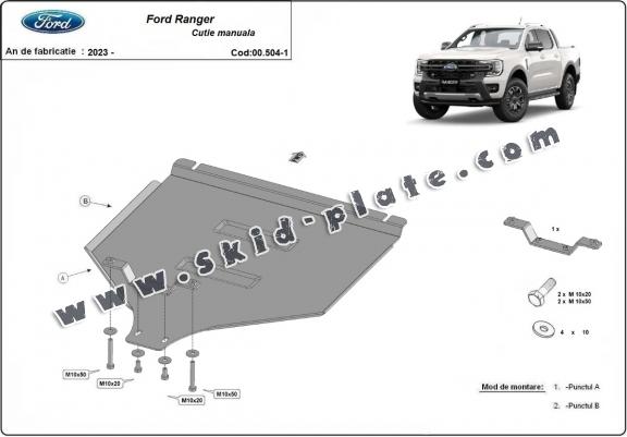 Steel manual gearbox skid plate Ford Ranger