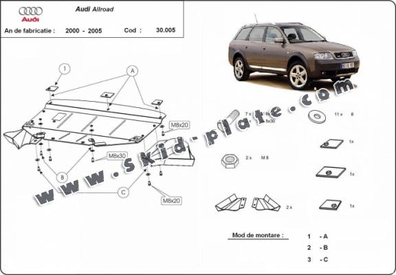 Steel skid plate for Audi Allroad A6