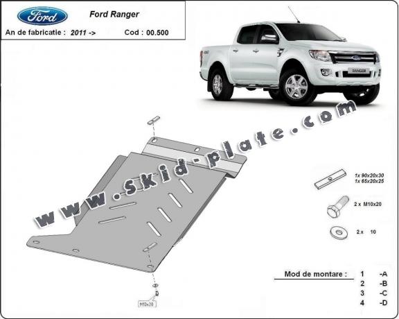 Steel gearbox skid plate for Ford Ranger