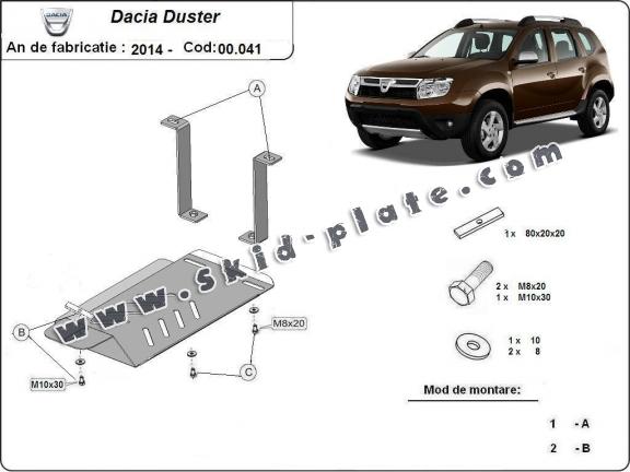 Steel diferential skid plate for Dacia Duster 4x4