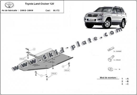 Steel gearbox skid plate for Toyota Land Cruiser J120