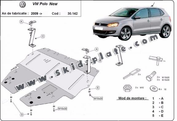 Steel skid plate for VW Polo