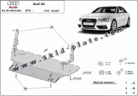 Steel skid plate for Audi A4  B9