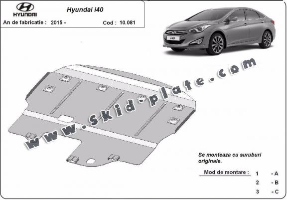 Steel skid plate for the protection of the engine and the gearbox for Hyundai i40