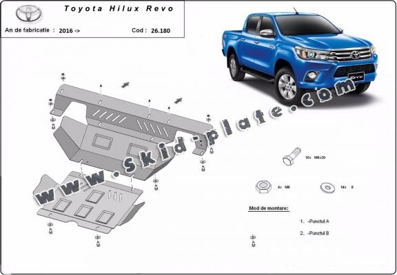 Steel skid plate for the protection of the engine and the radiator for Toyota Hilux Revo