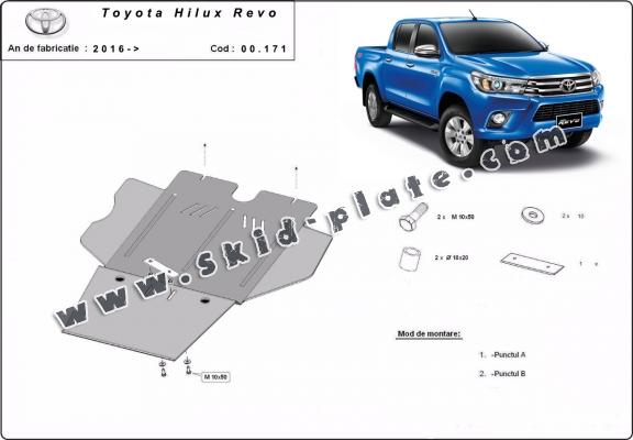 Steel gearbox skid plate for Toyota Hilux Revo