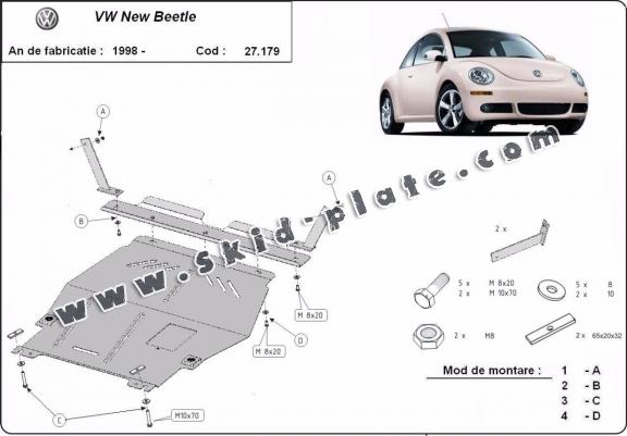 Steel skid plate for Volkswagen New Beetle