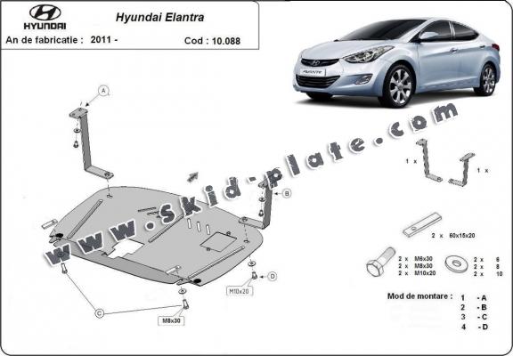 Steel skid plate for Hyundai Elantra 2