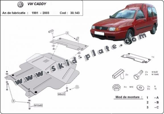 Steel skid plate for Volkswagen Caddy