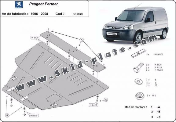 Steel skid plate for Peugeot Partner