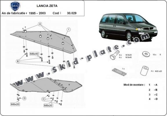 Steel skid plate for the protection of the engine and the gearbox for Lancia Zeta