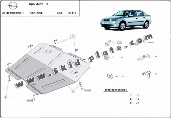 Steel skid plate for Opel Astra G