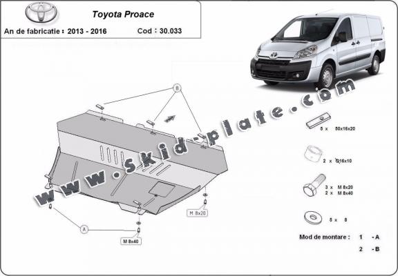 Steel skid plate for Toyota Proace