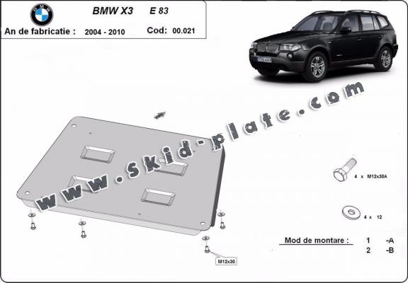 Steel skid plate for BMW X3