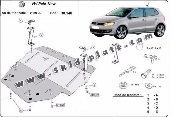 Steel skid plate for Vw Polo (6R) Diesel