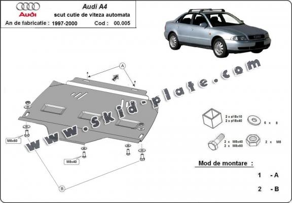 Steel automatic gearbox skid plate for Audi A4  B5