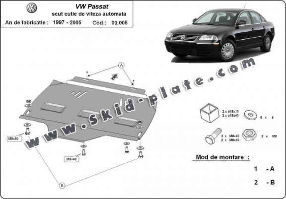 Steel automatic gearbox skid plate for VW Passat B5, B5.5