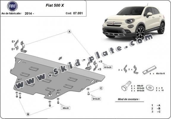 Steel skid plate for Fiat 500x