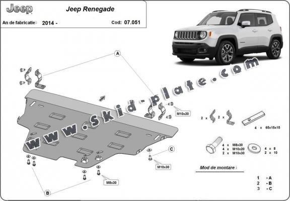 Steel skid plate for Jeep Renegade