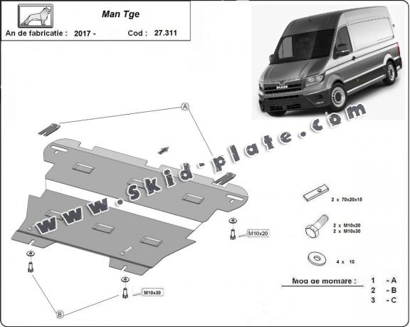 Steel skid plate for Man Tge