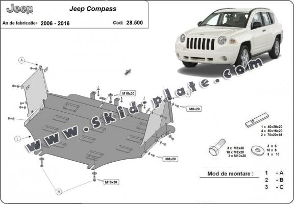 Steel skid plate for Jeep Compass