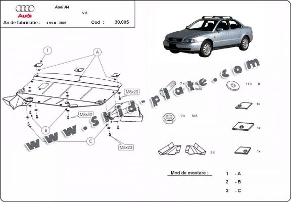 Steel skid plate for Audi A4  B5