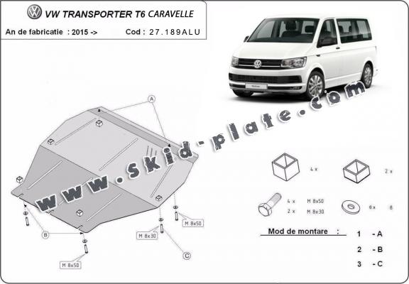 Aluminum skid plate for Volkswagen Transporter T6 Caravelle