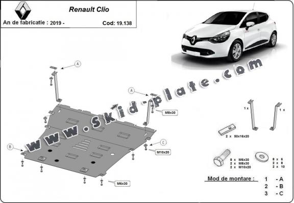 Steel skid plate for Renault Clio 5