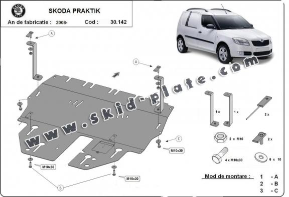 Steel skid plate for Skoda Praktik