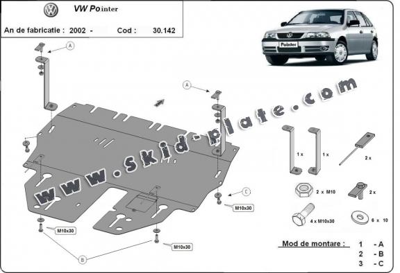 Steel skid plate for Volkswagen Pointer