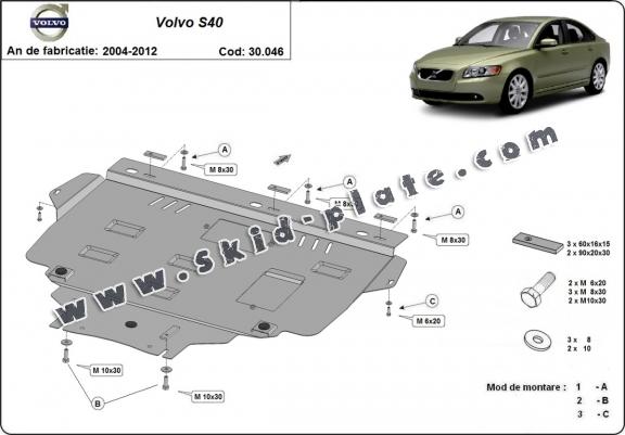 Steel skid plate for Volvo S40