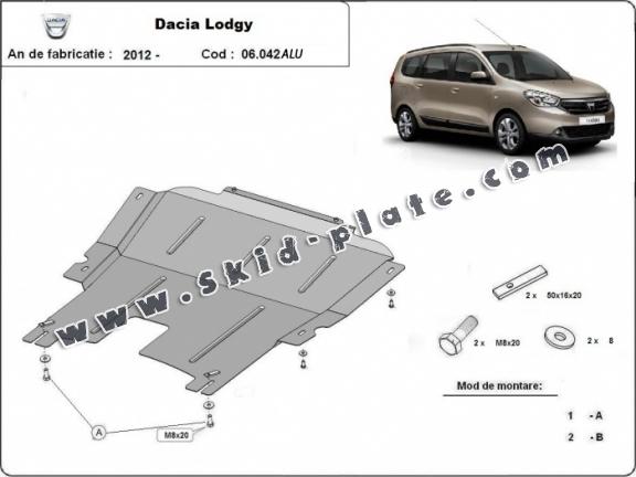 Aluminum skid plate for DACIA LODGY