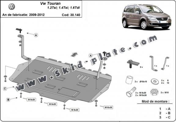 Steel skid plate for Volkswagen Touran