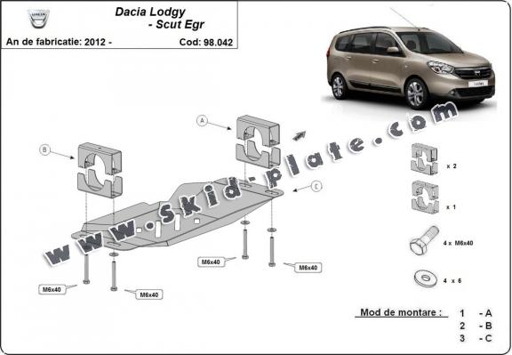 Steel skid plate for Stop&Go system, EGR  Dacia Lodgy