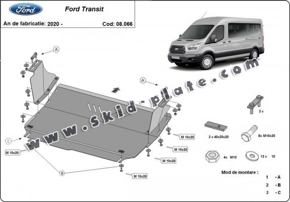 Steel skid plate for Ford Transit- FWD