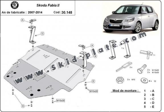 Steel skid plate for Skoda Fabia 2 Diesel