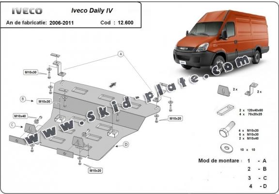 Steel skid plate for Iveco Daily 4