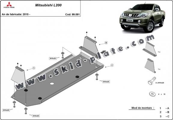 Steel fuel tank skid plate  for Mitsubishi L 200