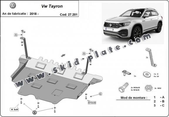 Steel skid plate for VW Tayron