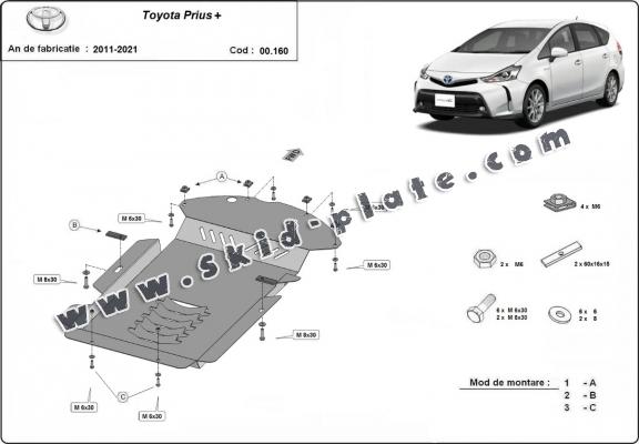 Steel catalytic converter plate/cat lock for Toyota Prius 3+