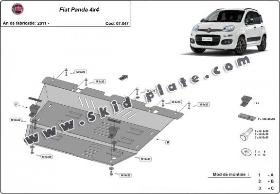 Steel skid plate for Fiat Panda 4x4