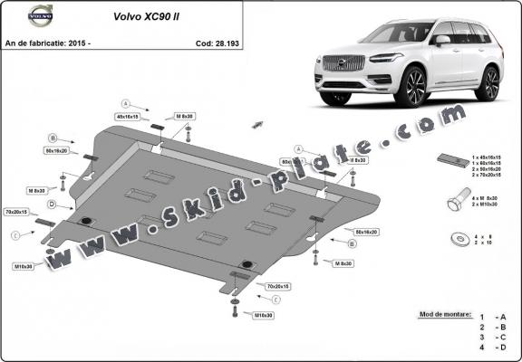 Steel skid plate for Volvo XC90