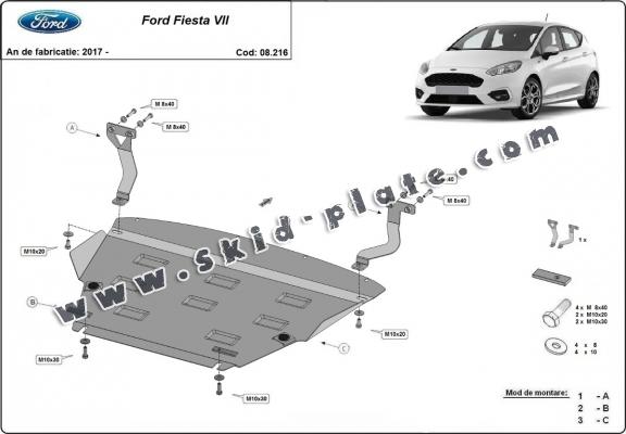 Steel skid plate for Ford Fiesta VII