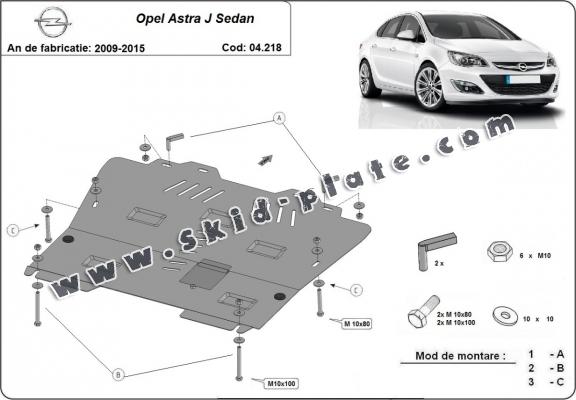 Steel skid plate for Opel Astra J Sedan