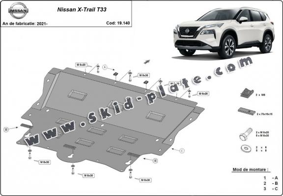 Steel skid plate for Nissan X-Trail T33