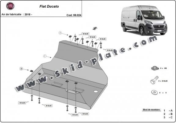 Steel fuel tank skid plate  for Fiat Ducato