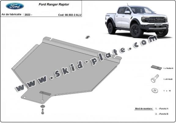 Aluminum gearbox skid plate for Ford Ranger Raptor