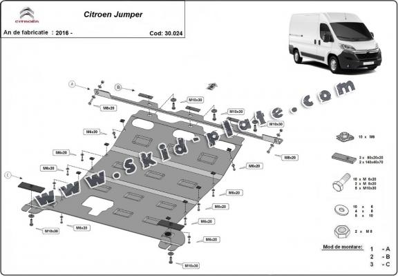 Steel skid plate for Citroen Jumper