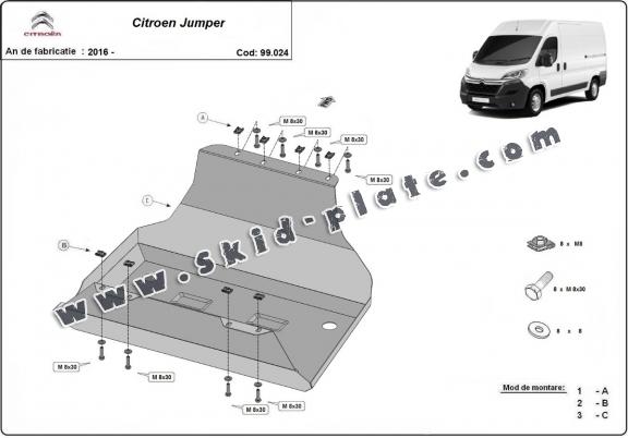 Steel fuel tank skid plate  for Citroen Jumper