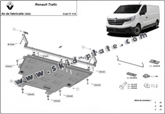 Steel skid plate for Renault Trafic